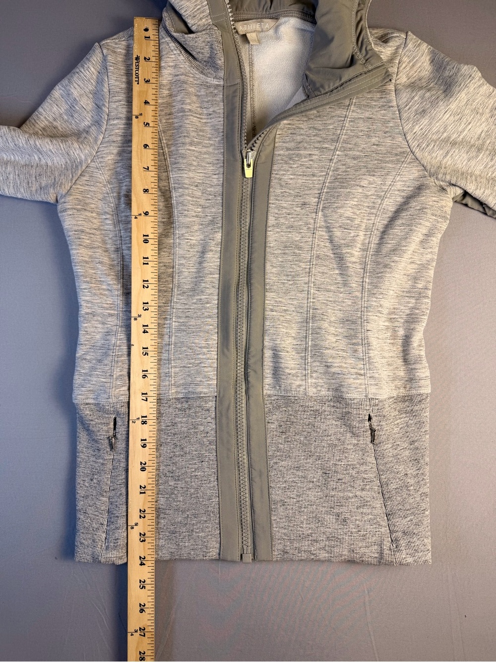 Athleta Women’s Heather Gray Victory Hoody Fitted Zip Jacket Size Small - Picture 9 of 12